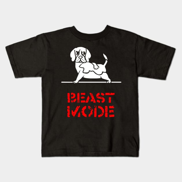 Beast Mode Beagle Kids T-Shirt by huebucket